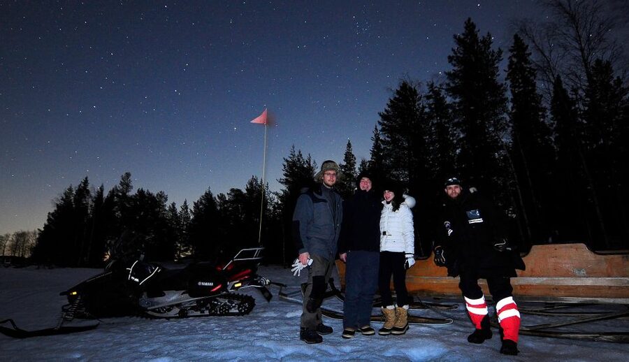 Luleå : Northern Lights Tour on a Snowmobile drawn Sled - From Brändön Lodge to the frozen sea