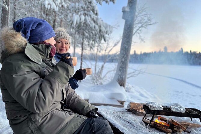 Private snowmobile day tours - Leaving Vuollerim for the winter forest