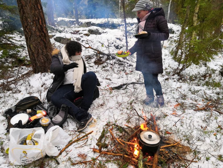 Stockholm: Nature Hike with Campfire Lunch - Walking into the snowy reserve